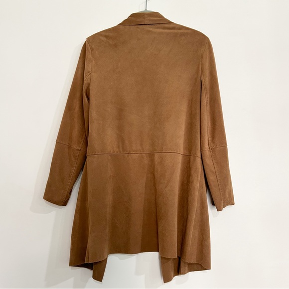 Max studio luxe faux suede topper duster cardigan jacket brown tan - Picture 3 of 5